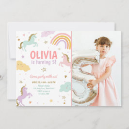 Invitación Unicornio Fiesta arcoiris mágico Unicornio cumplea