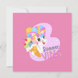 Invitación Unicornio lindo con helado