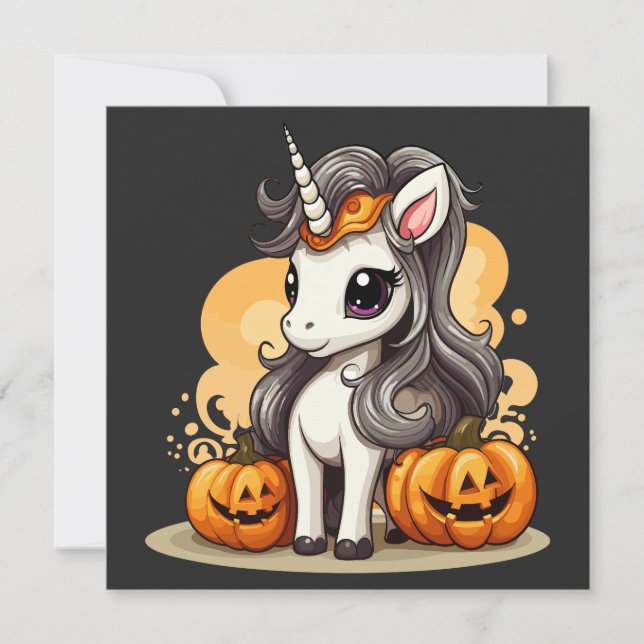 Invitación Unicornio mágico: Aventura de calabaza de Hallowee (Anverso)