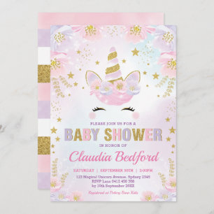Invitación Unicornio mágico Baby Shower/rosa en colores