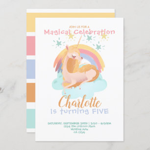 Invitación Unicornio Mágico En Cumpleaños Personalizado En La