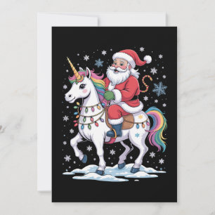 Invitación Unicornio Papá Noel Navidad Luces Arcoíris Navidad