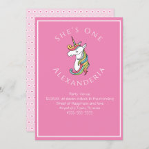 Unicornio personalizado arcoíris Rosa Gi cumpleaño