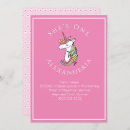 Invitación Unicornio personalizado arcoíris Rosa Gi cumpleaño