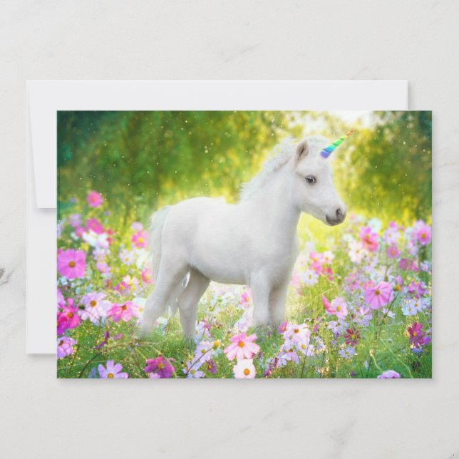 Invitación Unicornio Poni Blanco (Anverso)
