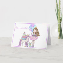 Unicornio Princesa Moderna Girly Watercolor Cumple