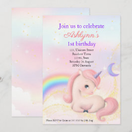 Invitación Unicornio Rosa Elegante Personalizado