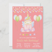 Unicornio rosa, globos y fiesta de cumpleaños de p