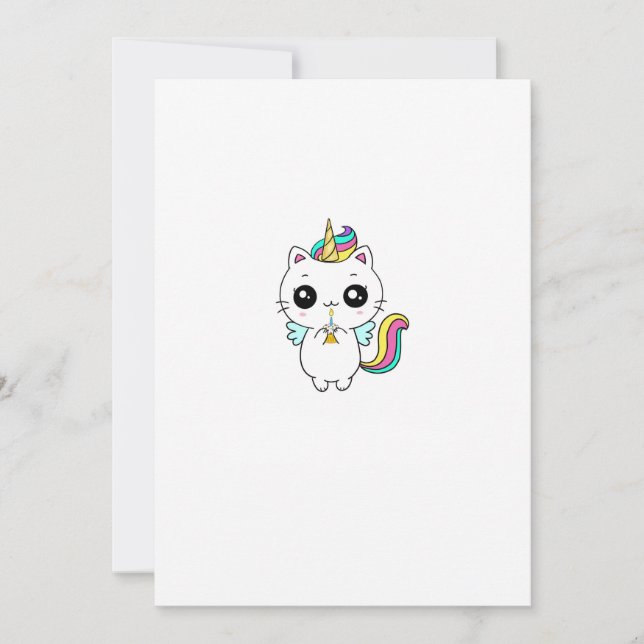 Invitación Unicornio, unicornio arcoíris, lindo (Anverso)