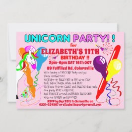 invitación UNICORNIO unicornios fiesta de cumpleañ