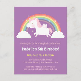 Invitación Unicornio volando sobre la fiesta de cumpleaños de
