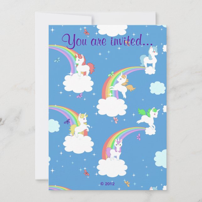 Invitación Unicornios de juego (Anverso)