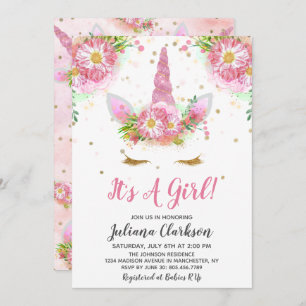 Invitación Unicornios en Bloom Baby Shower