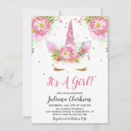 Invitación Unicornios en Bloom Baby Shower