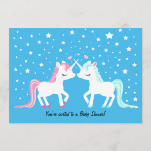 Invitación Unicornios en ducha de bebé enamorada
