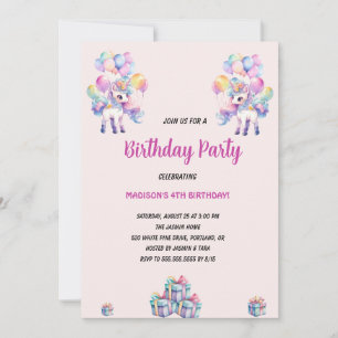 Invitación Unicornios Fiesta de Cumpleaños de la Morple Water