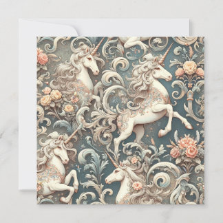 Invitación Unicornios Victorianos Místicos: Floral Encantada