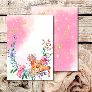 Invitación Unicornios y mariposas mágicas en blanco encantado