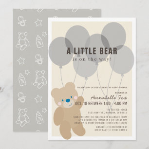 Invitación Unidad Baby Shower Neutral de Teddy Bear Gender