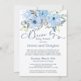Invitación Unidad De Baby Shower Dusty Blue Watercolor Floral