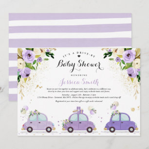 Invitación Unidad De Baby Shower Lilac Gold Floral Baby Showe