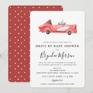 Invitación Unidad De Racecar Rojo Vintage Cuta De Baby Shower