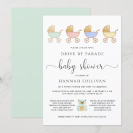 Invitación Unidad por Baby Shower | Desfile de Carriles Retro