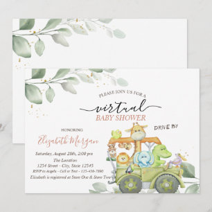 Invitación Unidad Virtual De Animales Salvajes De Baby Shower