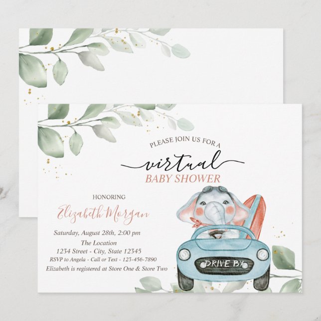 Invitación Unidad virtual de auto elefante Cuestionada Por Ba (Anverso / Reverso)