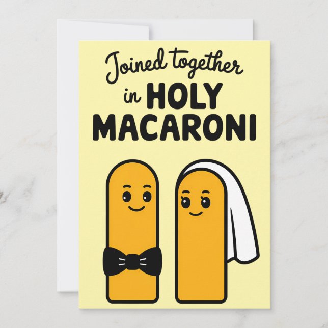 Invitación Unidos en Macarrones Santos Divertidos de Pasta (Anverso)