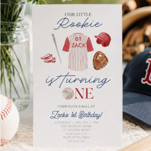 Invitación Uniforme de béisbol Rookie Niños Primer cumpleaños