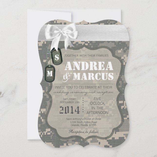 invitación uniforme de la boda del ACU Camo del (Anverso)