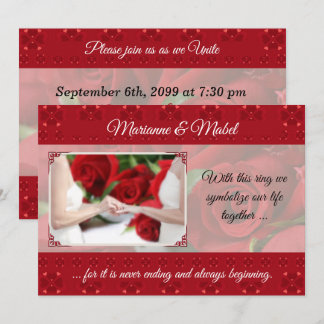 Invitación Unión civil de lesbianas Bodas con rosas rojas