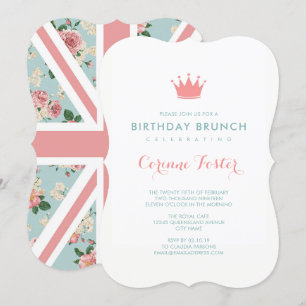 Invitación Unión de Rosas ingleses Jack Floral Cumpleaños