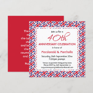 Invitación UNION JACK BANDERA DEL REINO UNIDO Celebración de 
