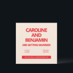 Invitación Unique Bold Red Text Modern Minimalist Wedding<br><div class="desc">Announce your special day in style with this modern and minimalist wedding invitation. Featuring bold, red typography on a soft, neutral background, this design keeps it simple while making a strong statement. Perfect for couples planning a contemporary wedding, this invitation exudes sophistication with its clean lines and straightforward layout. Whether...</div>