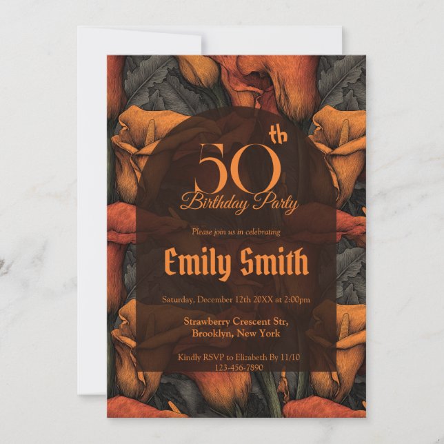 Invitación Unique Call Lilies Accent First Birthday Gift (Anverso)