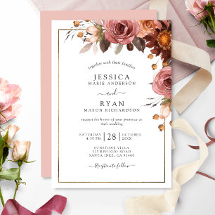 Invitación Unique Dusty Rose, Blush, Burgundy Floral Wedding