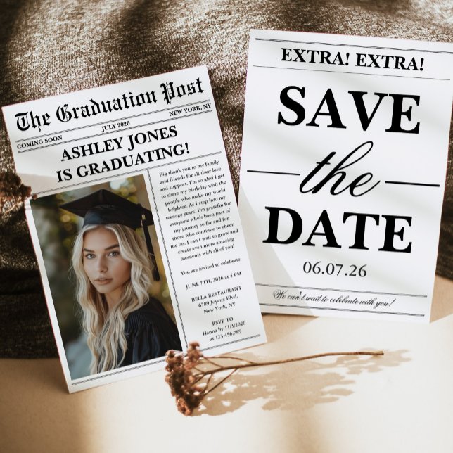 Invitación Unique Fun Newspaper Photo Graduation  (Subido por el creador)