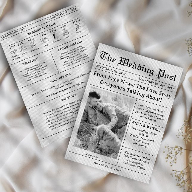 Invitación Unique Newspaper Wedding Timeline (Subido por el creador)
