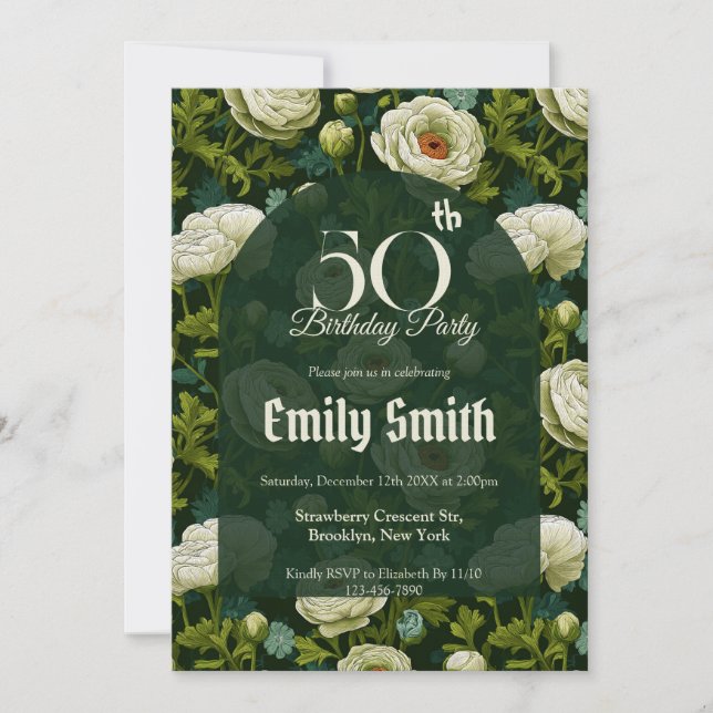 Invitación Unique Ranunculus Sparkle First Birthday Gift (Anverso)