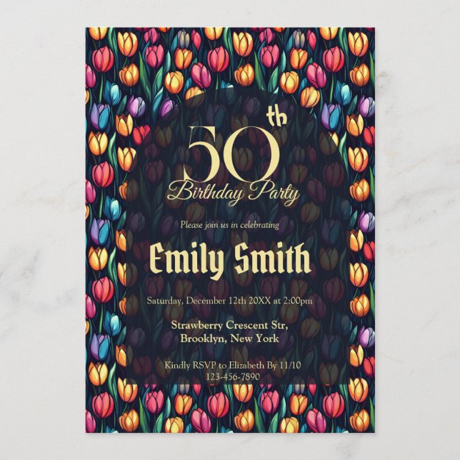 Invitación Unique Tulip Aesthetic 5Th Birthday (Anverso)