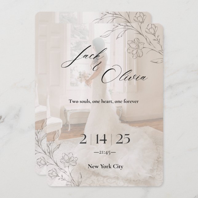 Invitación Unique wedding invitation cart (Anverso / Reverso)