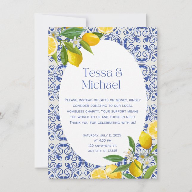 Invitación Unique Wedding Invitation Design for a Charitable  (Anverso)