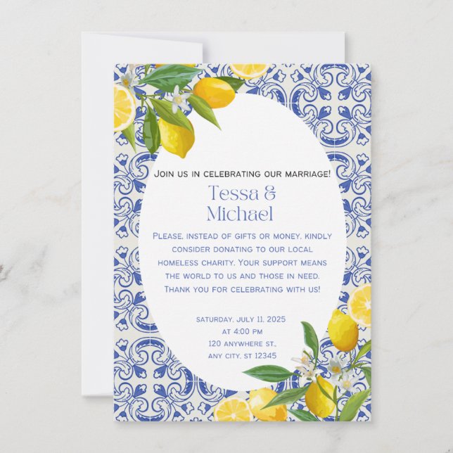 Invitación Unique Wedding Invitation Design for a Charitable  (Anverso)