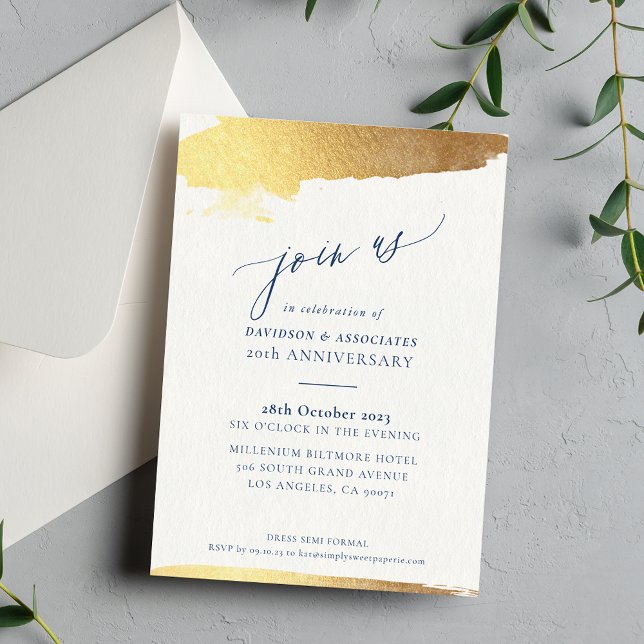 Invitación UNIR caligrafía EE.UU. bordes dorados formales mar (Subido por el creador)