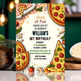 Invitación Unirse a la pizza adolescente chica de comida por 