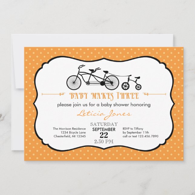 Invitación unisex de Baby Shower de la bicicleta (Anverso)