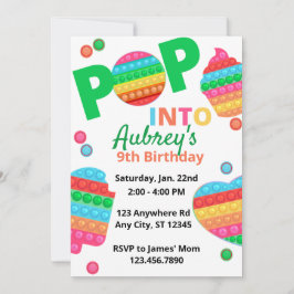 Invitación Unisex Rainbow Pop It Fidget Toy Birday Party In