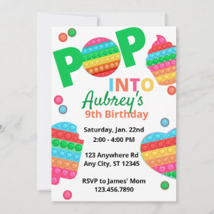 Invitación Unisex Rainbow Pop It Fidget Toy Birday Party In